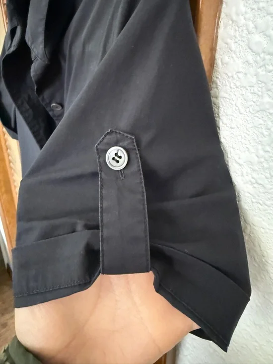 Theory Mayvine Light Poplin Shirt Dress Women Size 4 Black Stretch Cotton - Picture 4 of 8